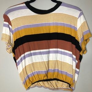 Striped elastic bottom crop top